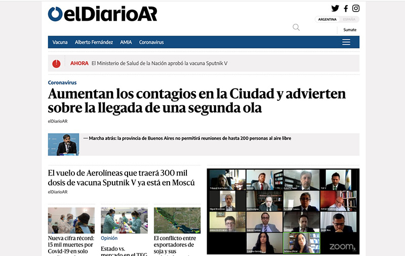 El sitio de elDiarioAR. 